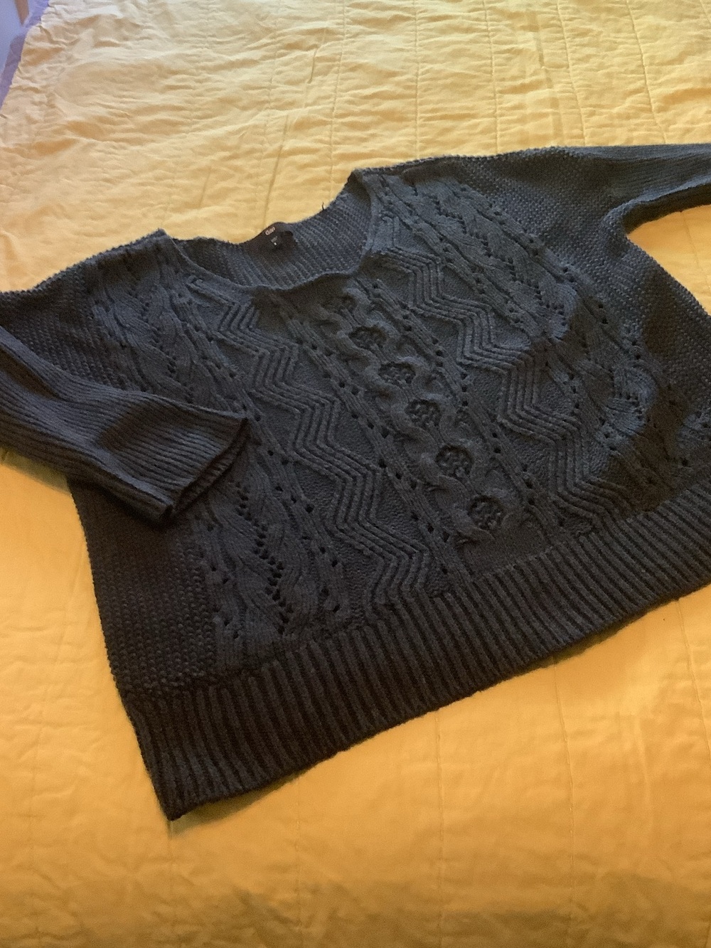 GAP Navy Cable Stitch Scoop Neck Sweater